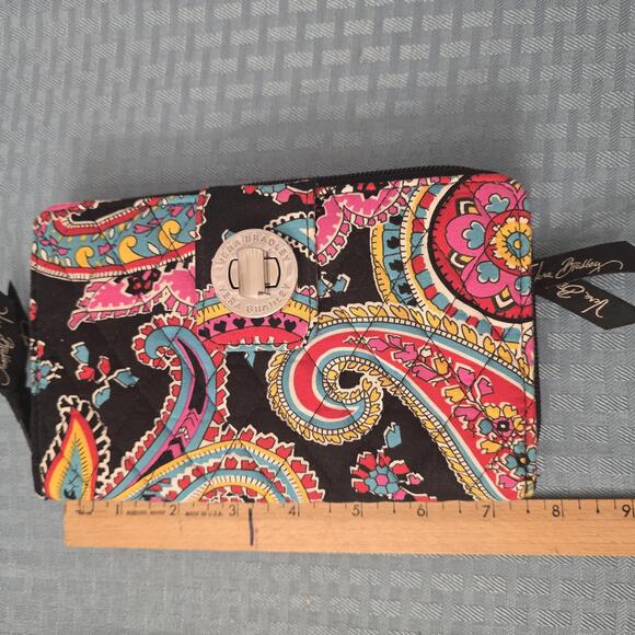 Vera Bradley Turnlock Parisian Paisley Print Wallet Zip Around Women's - Picture 7 of 8